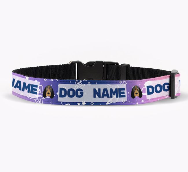 Personalised Fabric Collar with Space Pattern and {breedFullName} Icon